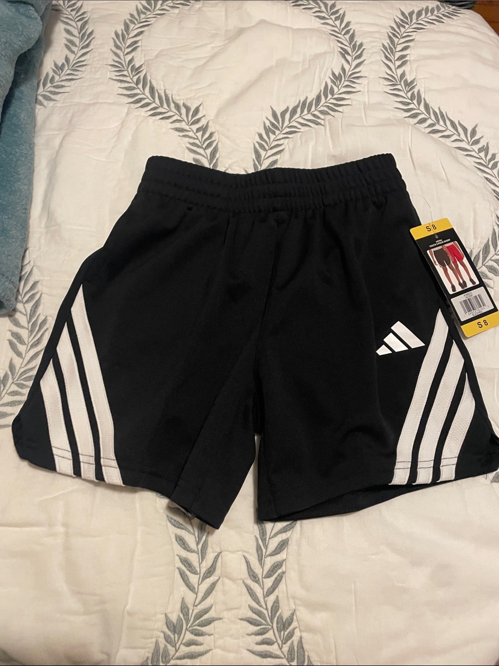 adidas Black Shorts with White Stripe Accents - Kids